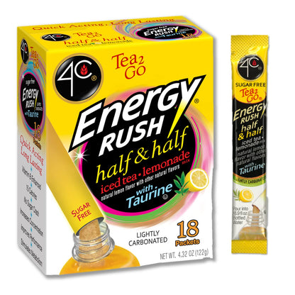 4C Energy Rush Stix, Single Serve Water Flavoring Packets, Sugar Free with Taurine, on the Go Bundle (Half & Half, 1 Pack)