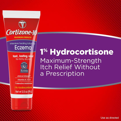 Cortizone 10 Maximum Strength Intensive Healing Lotion for Eczema, 1% Hydrocortisone, 3.5 Oz.