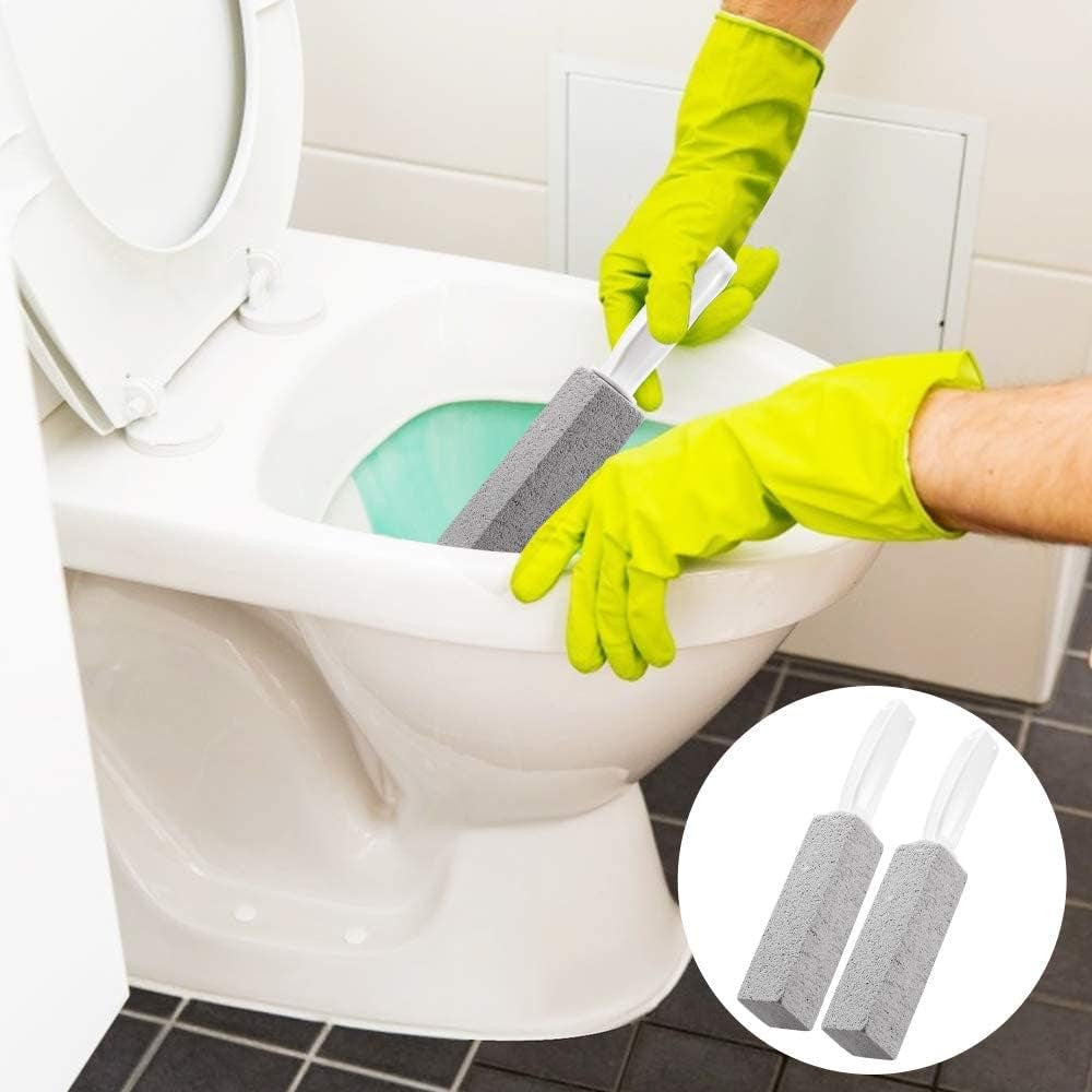 2 Pack Toilet Cleaner Hard Water Build up Remover with Ergonomic Handle, Toilet Bowl Stain Ring Remover, Pumice Stone Toilet Cleaner Tool Stain Remover for Toilet, Pool, Bathroom, Sink