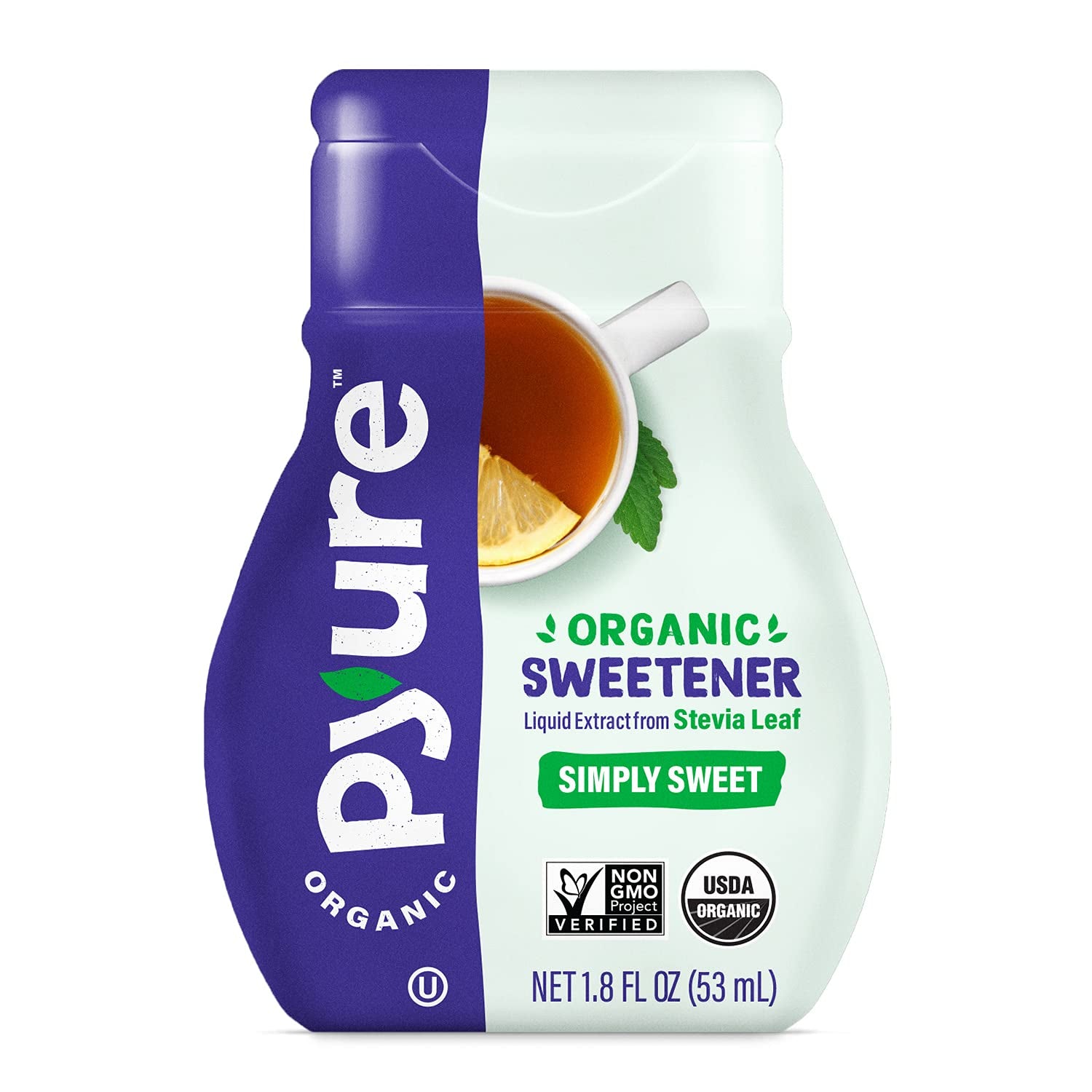 Pyure Organic Stevia Liquid Sweetener Keto Sugar Substitutes, Zero Calorie, Zero Sugar, Zero Carb, Plant-Based Sugar Free Liquid Stevia Extract, Simply Sweet, 1.8 Oz