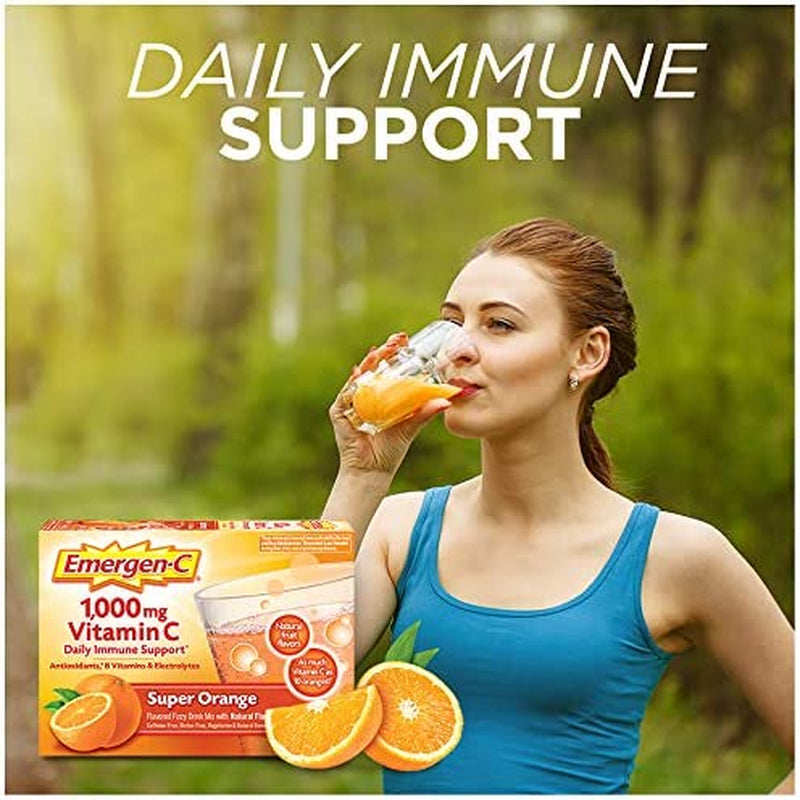 Emergen-C (1 Count, Super Orange Flavor) Dietary Supplement Fizzy Drink Mix with 1000Mg Vitamin C, 0.32 Ounce Packets, Caffeine Free