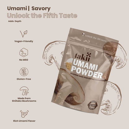 Takii Umami Powder, Made from Shiitake Mushrooms, Add Instant Flavor and Depth to All Your Favorite Dishes (1 Pack - 3.5 Ounce Pouch)