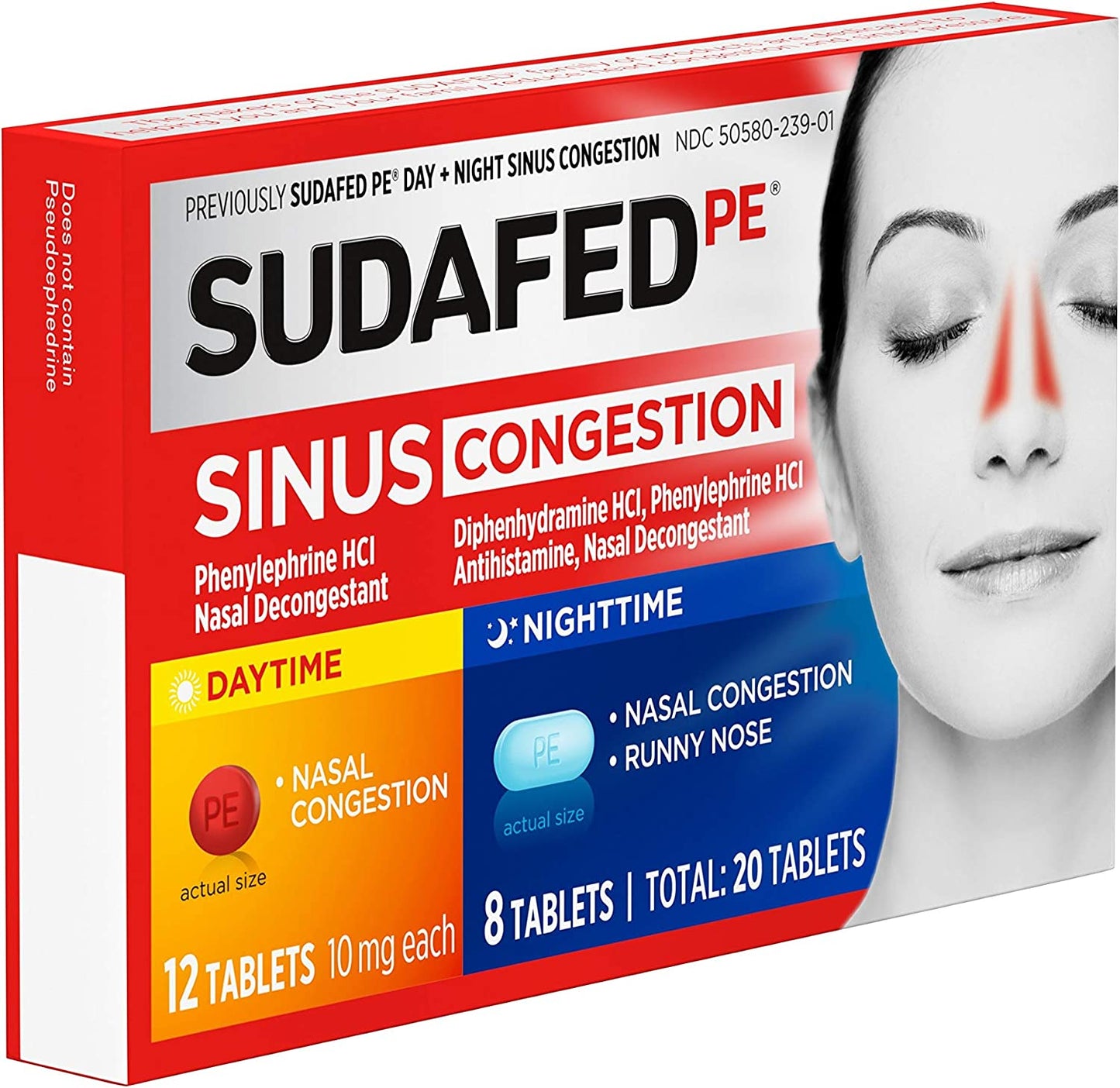 Sudafed PE Day and Night Sinus Pressure & Congestion Tablets, 20 Count