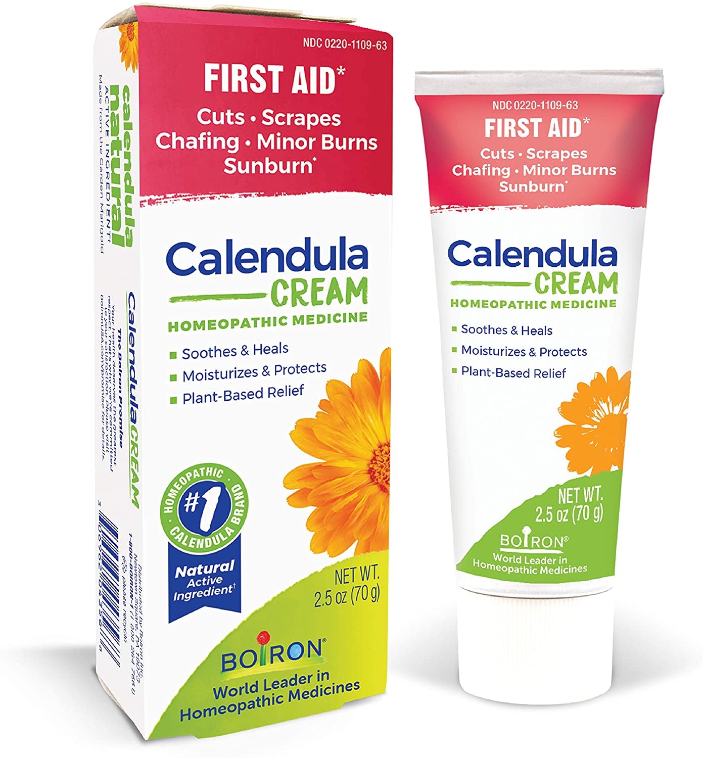 Boiron Calendula Cream for First Aid, Minor Burns, Cuts, Scrapes, Insect Bits and Sunburn - 2.5 Oz