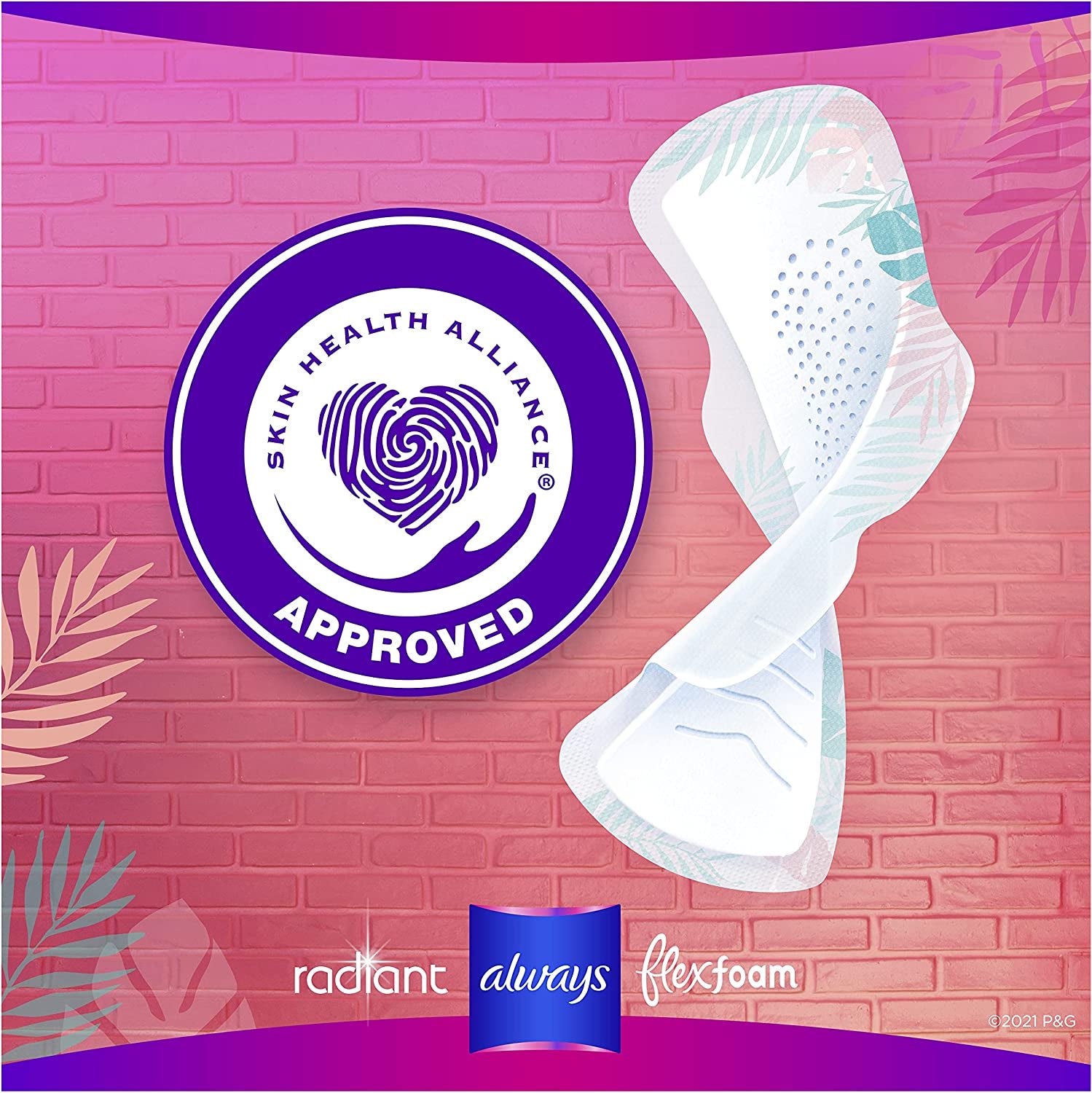 Always Radiant Flexfoam Teen Pads Regular Absorbency, 100% Leak Free Protection Is Possible, with Wings, Unscented, 28 Count