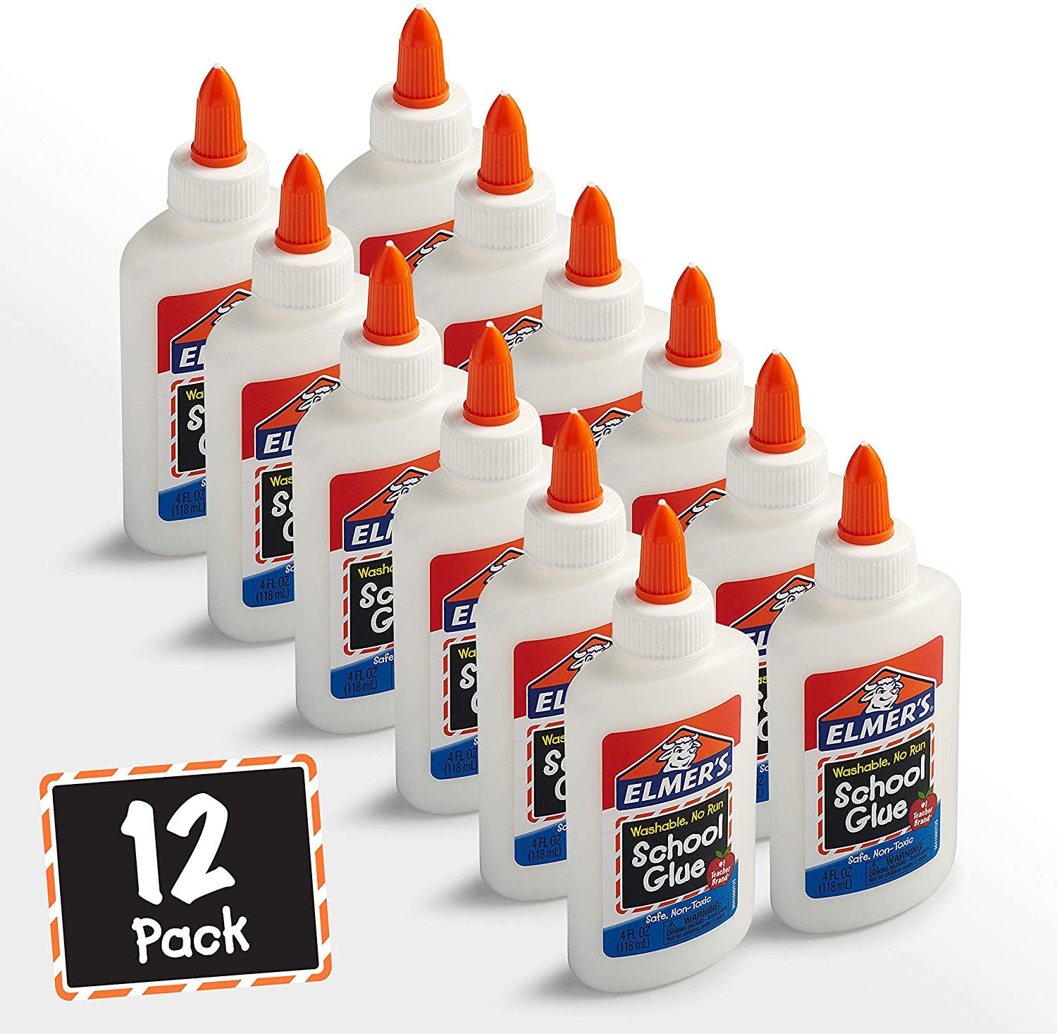 Elmer'S Liquid School Glue, Washable, Great for Making Slime, 4Oz. Each, 12 Count