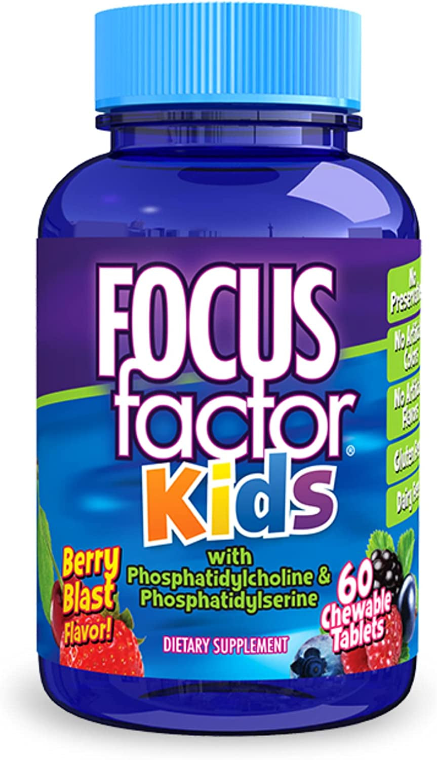 Focus Factor Kids Complete Daily Chewable Vitamins: Multivitamin & Neuro Nutrient (Brain Function) W/Vitamin B12, C, D3-60 Count