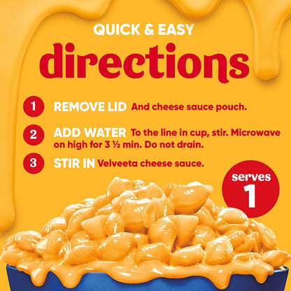 Velveeta Shells & Cheese Original Microwavable Macaroni and Cheese Cups (8 Ct Pack, 2.39 Oz Cups)