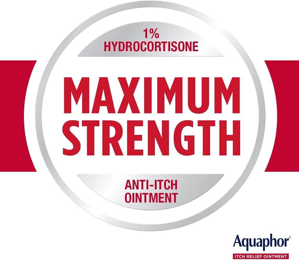 Aquaphor Itch Relief Ointment, Maximum Strength 1% Hydrocortisone, Relieves Itch from Skin Irritation, Insect Bites, Psoriasis, Skin Rashes, Eczema, & Poison Ivy, 2 Oz