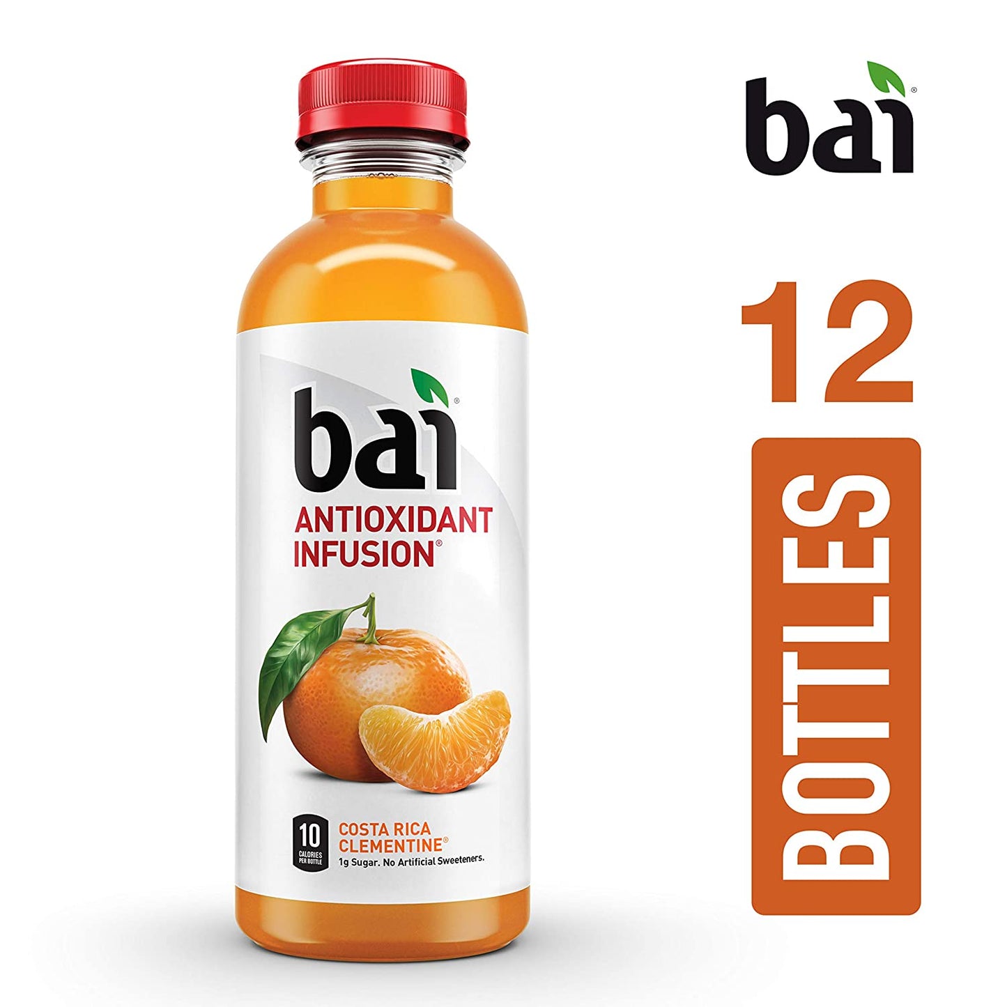 Bai Flavored Water, Costa Rica Clementine, Antioxidant Infused Drinks, 18 Fluid Ounce Bottles, (Pack of 12)