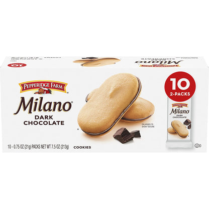 Pepperidge Farm Milano Cookies, Dark Chocolate, 10 Packs, 2 Cookies per Pack