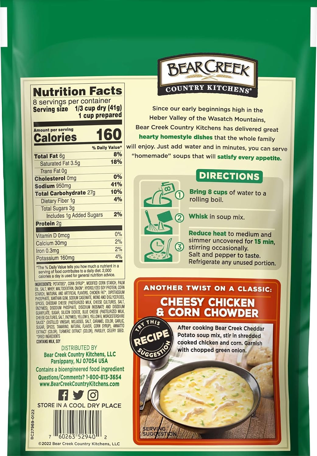 Bear Creek Soup Mix, Cheddar Potato, 8.4 Ounce