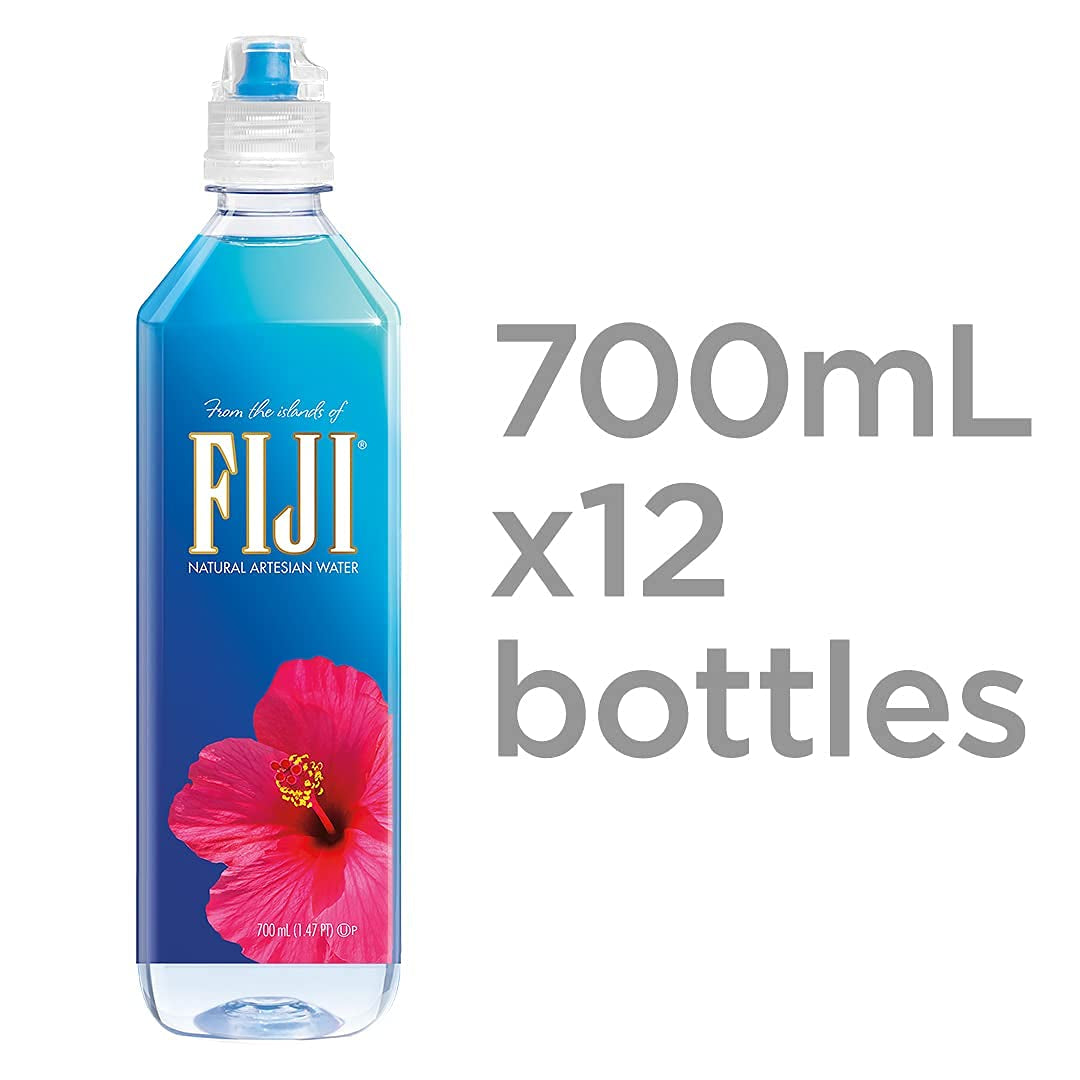 FIJI Natural Artesian Bottled Water 700 Ml / 23.7 Fl Ounce (Pack of 12) - Sports Cap