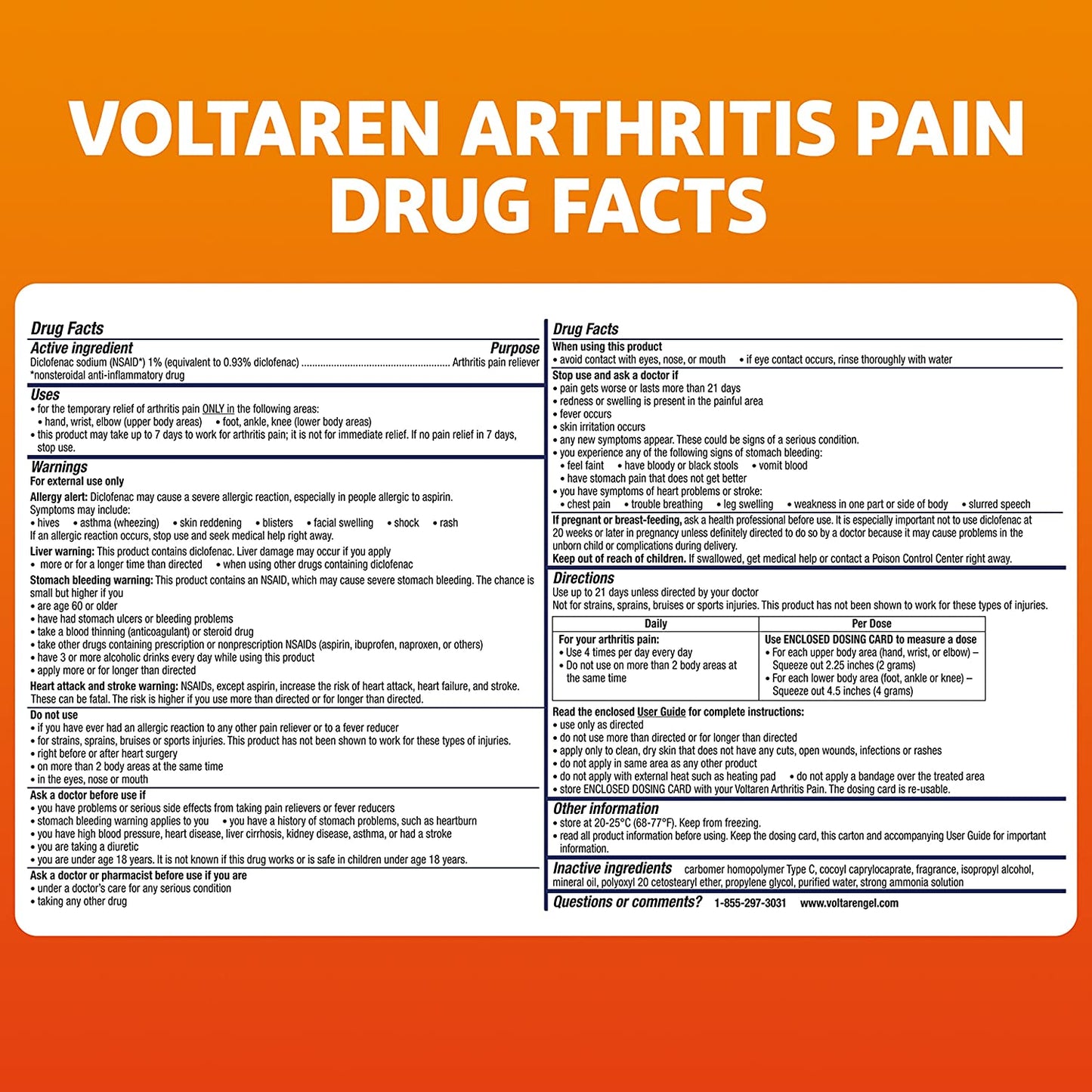 Voltaren Arthritis Pain Gel for Powerful Topical Arthritis Pain Relief, No Prescription Needed - 5.29 Oz/150 G Tube