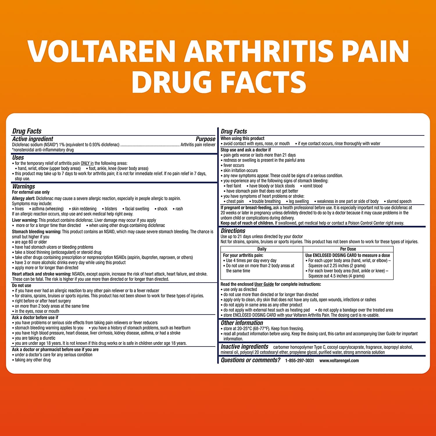 Voltaren Arthritis Pain Gel for Powerful Topical Arthritis Pain Relief, No Prescription Needed - 5.29 Oz/150 G Tube