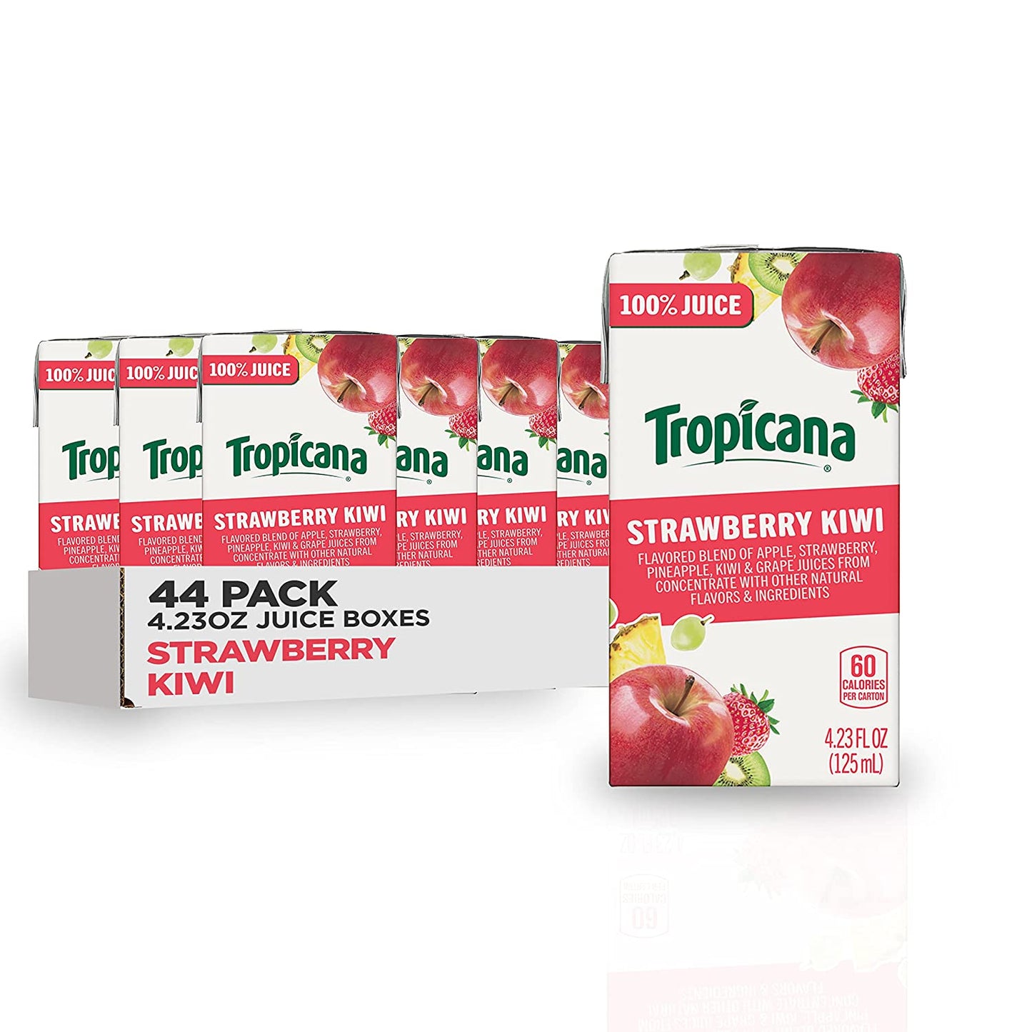 Tropicana 100% Juice Box, Strawberry Kiwi, 4.23 Oz Boxes, 44 Count