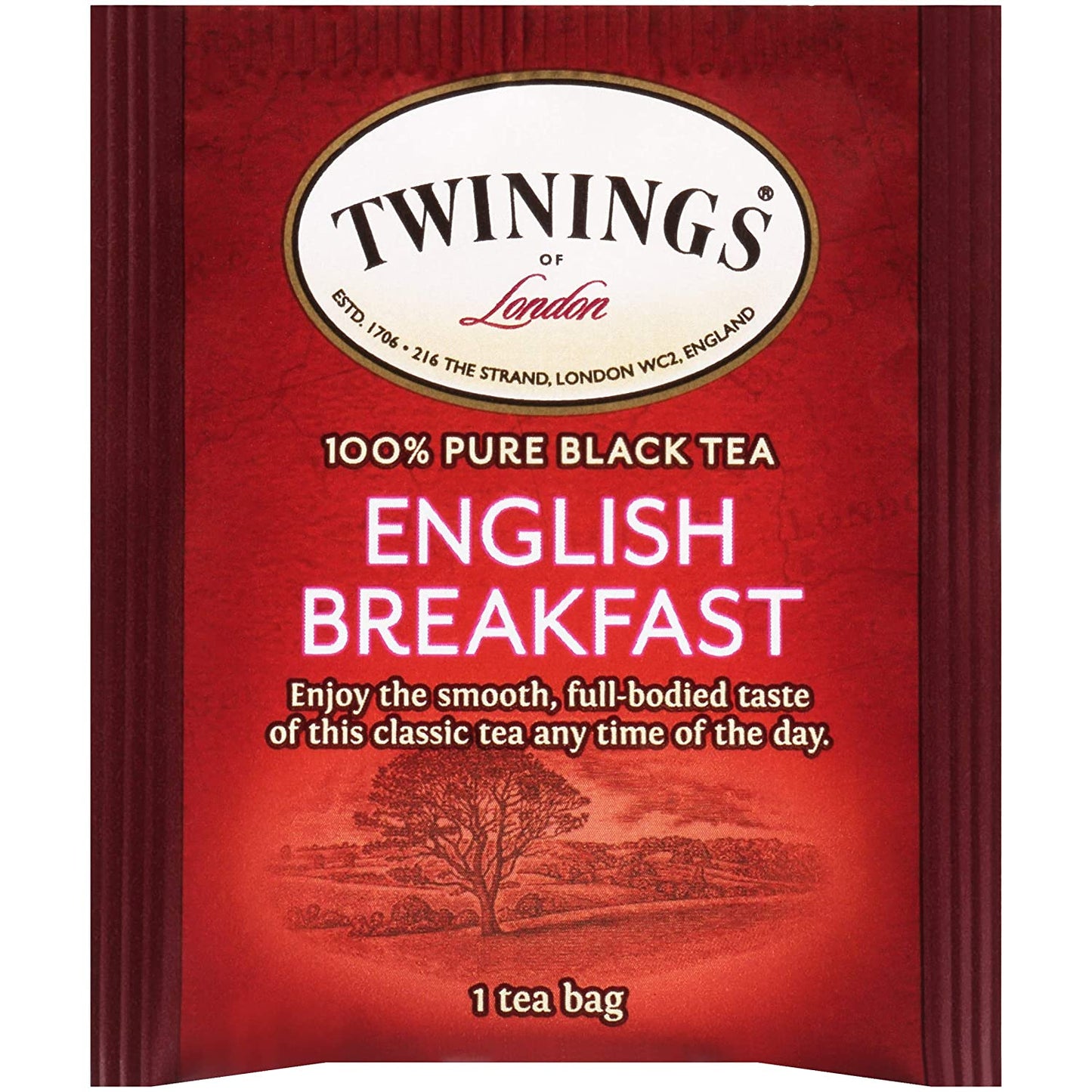 Twinings English Breakfast Black Tea, 100 Individually Wrapped Tea Bags, Smooth, Flavourful, Robust, Caffeinated