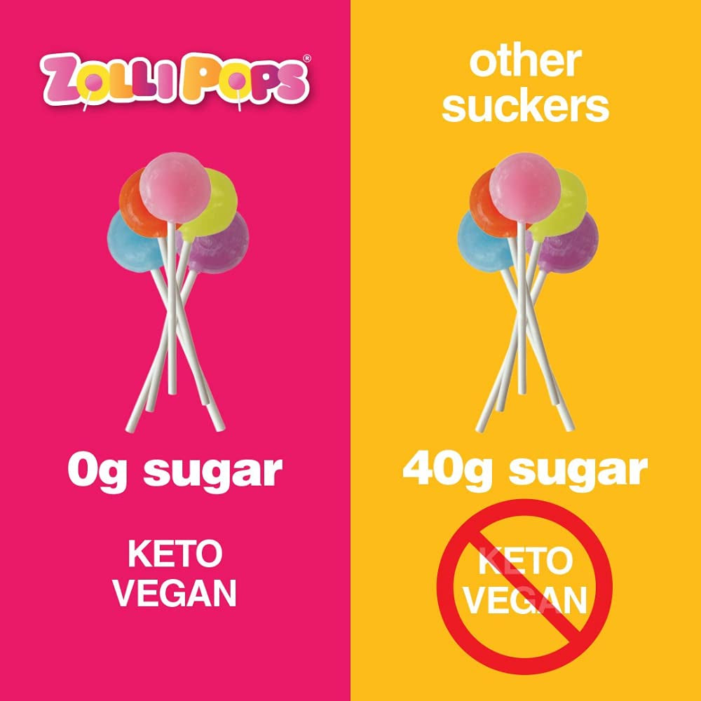 Zollipops Caramel & Green Apple, Sugar-Free, Allergy-Free, Vegan, KETO & Diabetic Friendly, Clean Teeth Candy