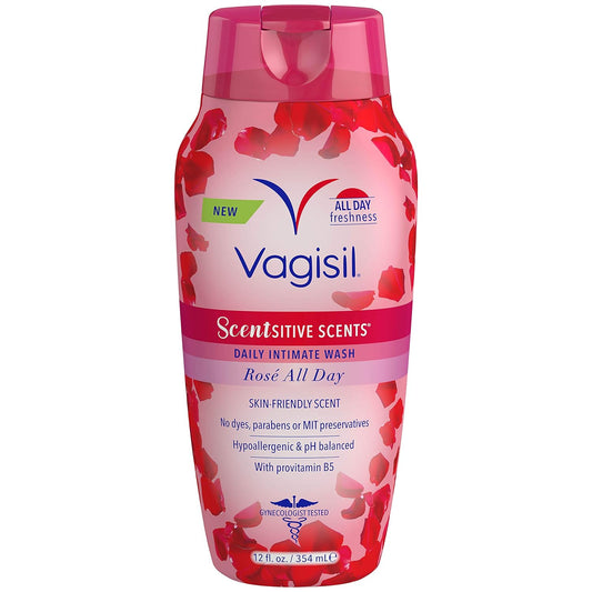 Vagisil Feminine Wash for Intimate Area Hygiene, Scentsitive Scents, Ph Balanced and Gynecologist Tested, Rose All Day, 12 Oz (Pack of 1)