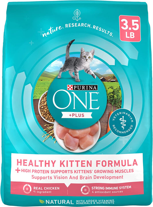 Purina ONE High Protein, Natural Dry Kitten Food, +Plus Healthy Kitten Formula - 3.5 Lb. Bag