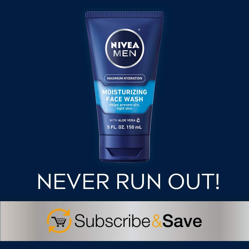 Nivea Men Maximum Hydration Moisturizing Face Wash with Aloe Vera, 5 Fl Oz Tube