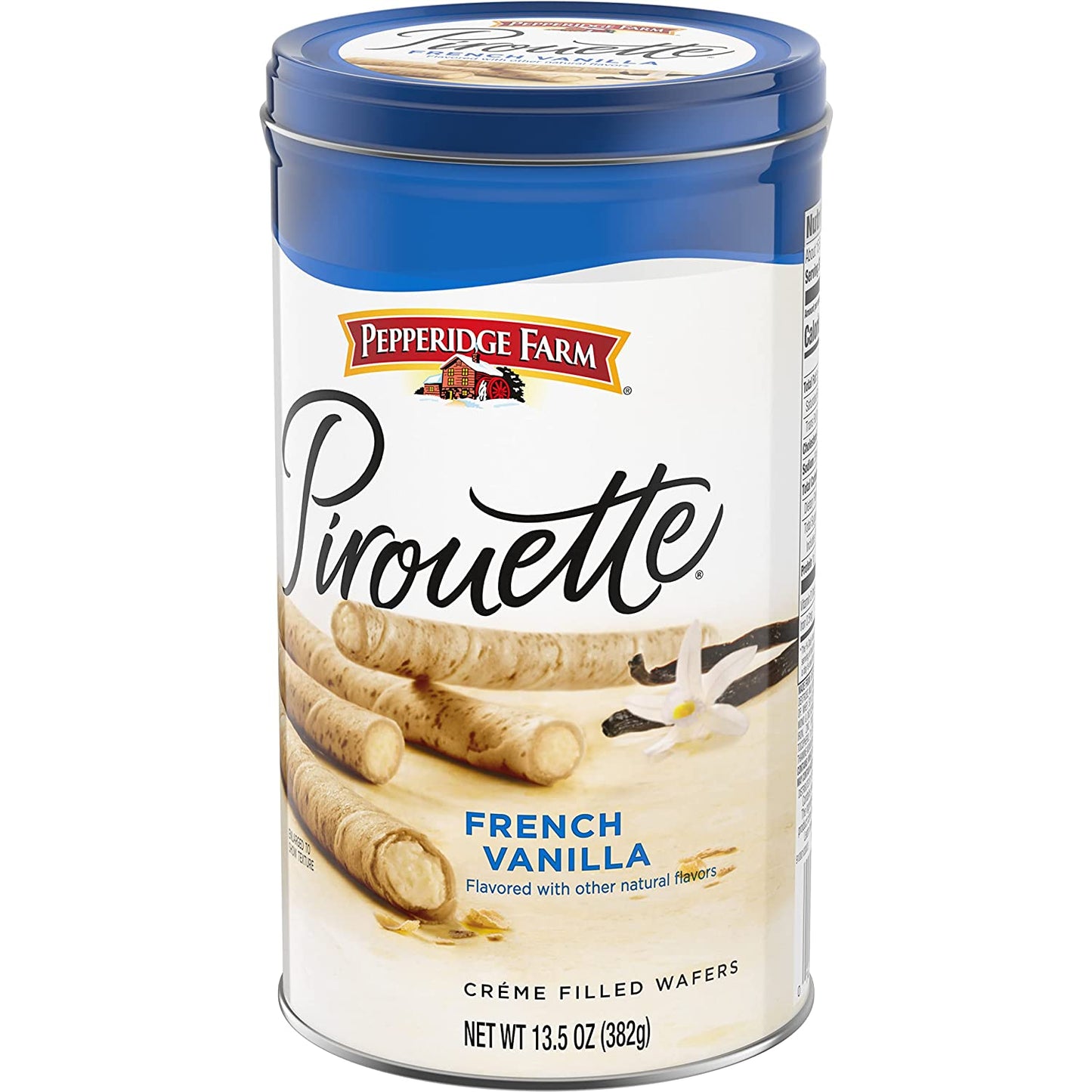 Pepperidge Farm Pirouette Cookies, French Vanilla Flavored Crème Filled Wafers, 13.5 Oz Tin