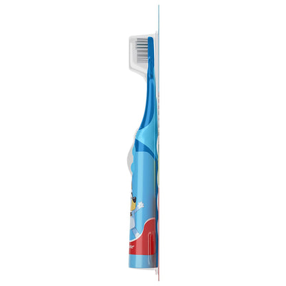 Colgate Kids Battery Powered Toothbrush, Kids Battery Toothbrush with Included AA Battery, Extra Soft Bristles, Flat-Laying Handle to Prevent Rolling, Bluey Toothbrush, 1 Pack