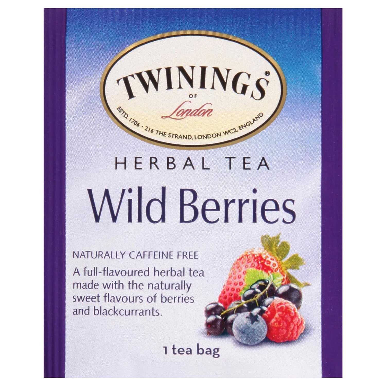 Twinings Wild Berries Tea - Bright and Uplifting Naturally Caffeine-Free Herbal Tea Bags Individually Wrapped, 20 Count