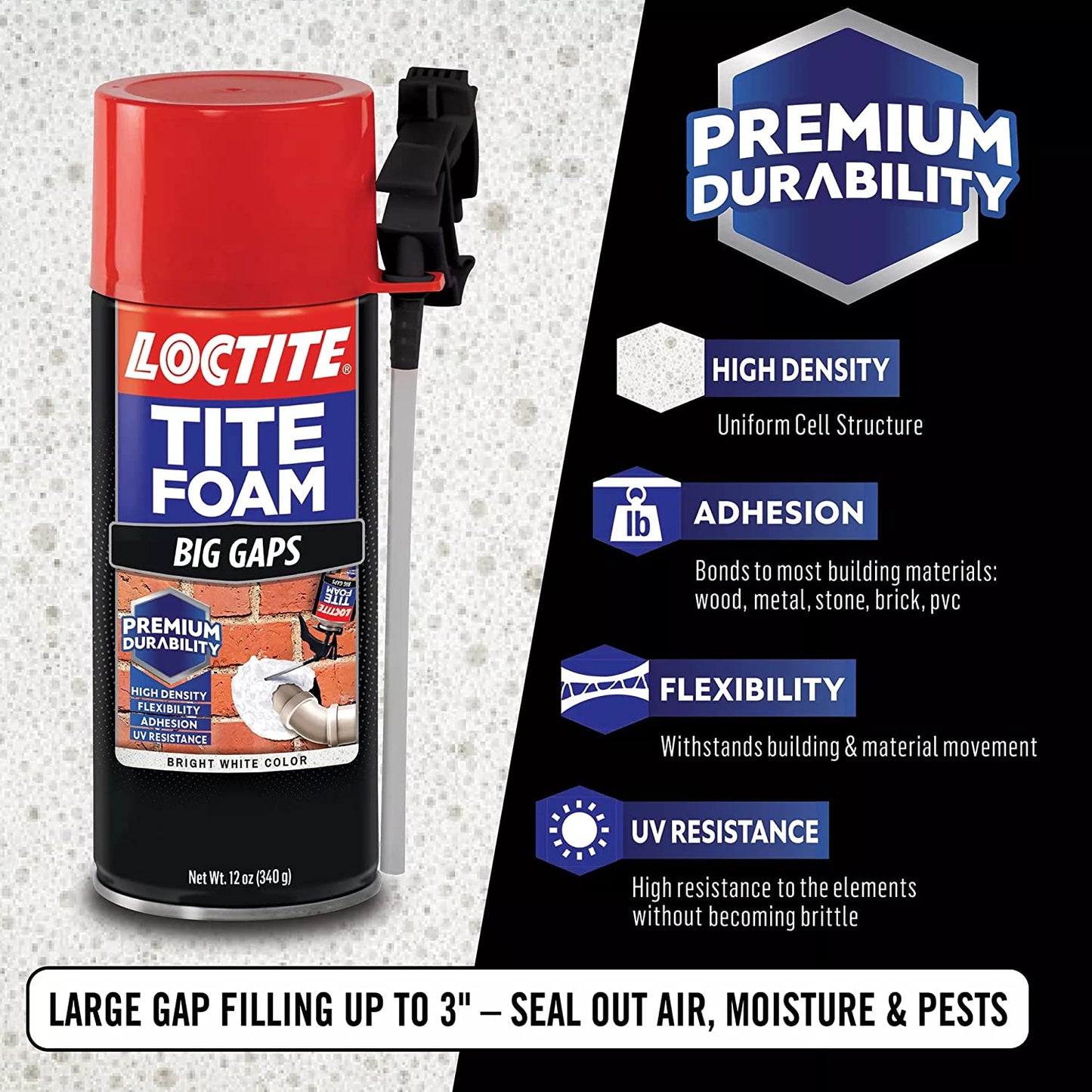 Loctite Tite Foam Big Gaps Spray Foam Sealant, Polyurethane Expanding Foam Insulation - 12 Fl Oz Can, Pack of 1