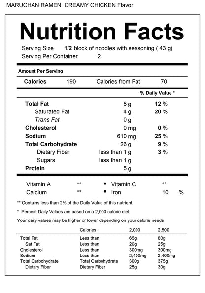 Maruchan Ramen Creamy Chicken Flavor, 3 Oz, Pack of 24