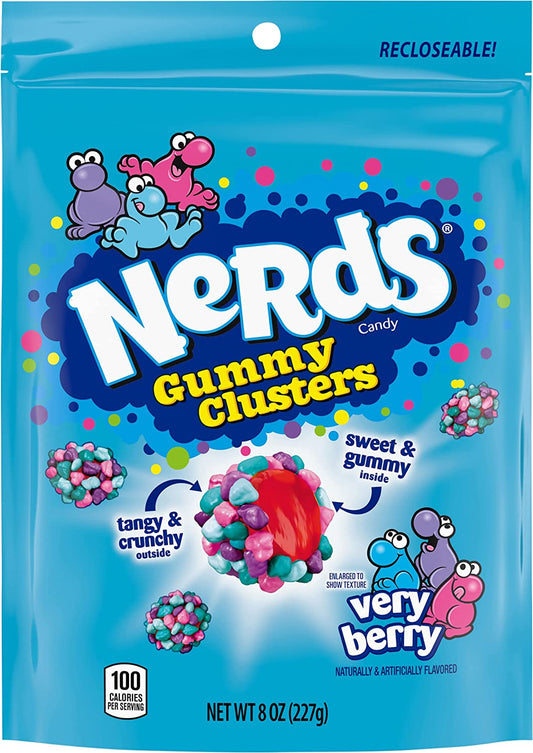 Nerds Gummy Clusters, Back to School Candy, Very Berry, Resealable 8 Ounce Bag