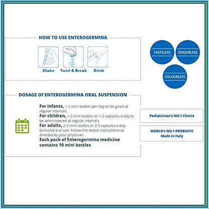 Enterogermina KIDS (10 VIALS) Bacillus Clausii Probiotic 2 Billion Cfu/5Ml for Kids (1)
