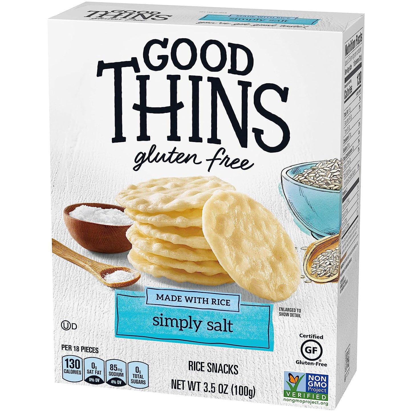 Good Thins Simply Salt Rice Snacks Gluten Free Crackers, 3.5 Ounce (Pack of 12)