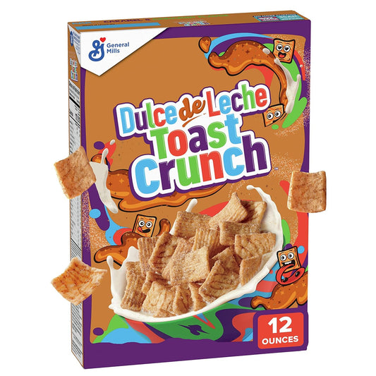 Dulce De Leche Toast Crunch Breakfast Cereal, Flavored Crunchy Caramel Cinnamon Cereal, 12 OZ Cereal Box