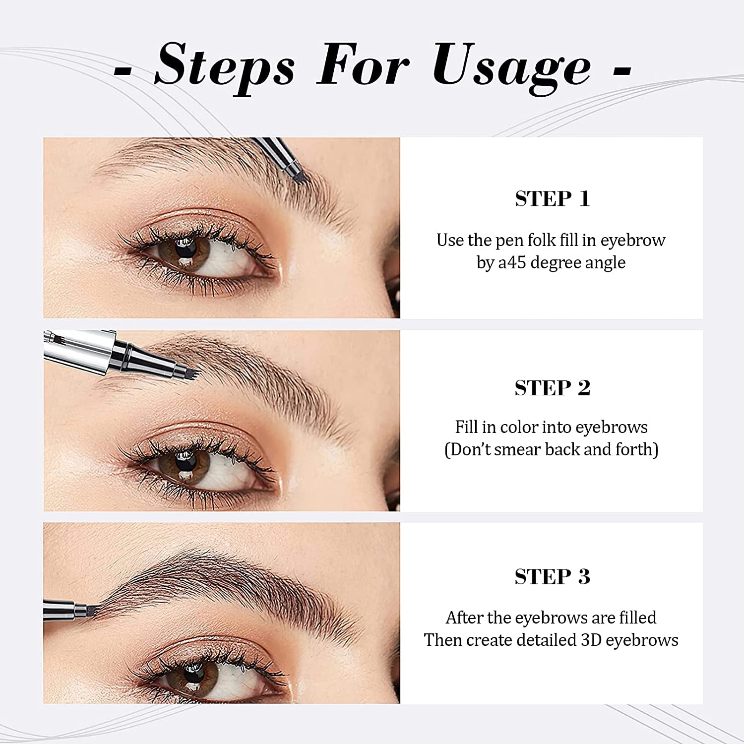 Eyebrow Pencil Eyebrow Microblading Pen - Eye Makeup Eyebrow Pen Micro 4 Point Brow Pen Lift & Snatch Eyebrow Microblading Pen Long-Lasting Waterproof Natural Eyebrow Hair (Dark Brown)