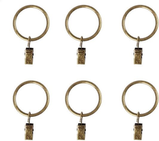 KANSPHY 28 Pack Drapery Curtain Clip Rings,Curtain Rod Eyelet Clip Ring-Antique Brass