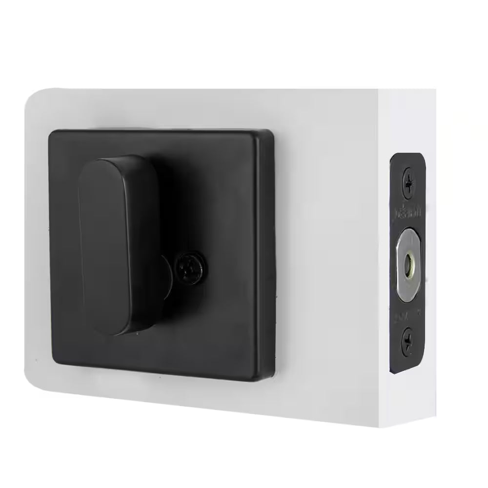 Square Matte Black Single Cylinder Contemporary Deadbolt