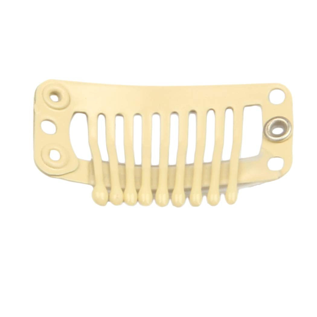 20Pcs 9-Teeth Stainless Snap Comb Wig Clips, Hair Extension Clips, Wig Accessories Clip, Diy Clips for Hairpieces Wigs Hair Extensions (Beige)