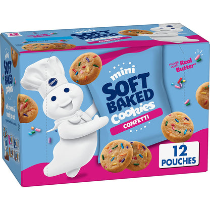 Pillsbury Mini Soft Baked Cookies, Confetti, Snack Bags, 12 Ct