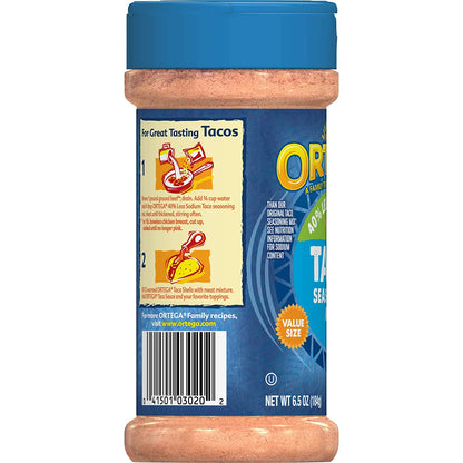 Ortega Seasoning Mix, 40% Less Sodium Taco, 6.5 Ounce