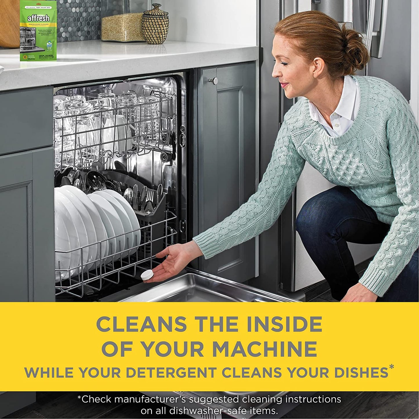 Affresh Dishwasher Cleaner, Helps Remove Limescale and Odor-Causing Residue, 6 Month Supply