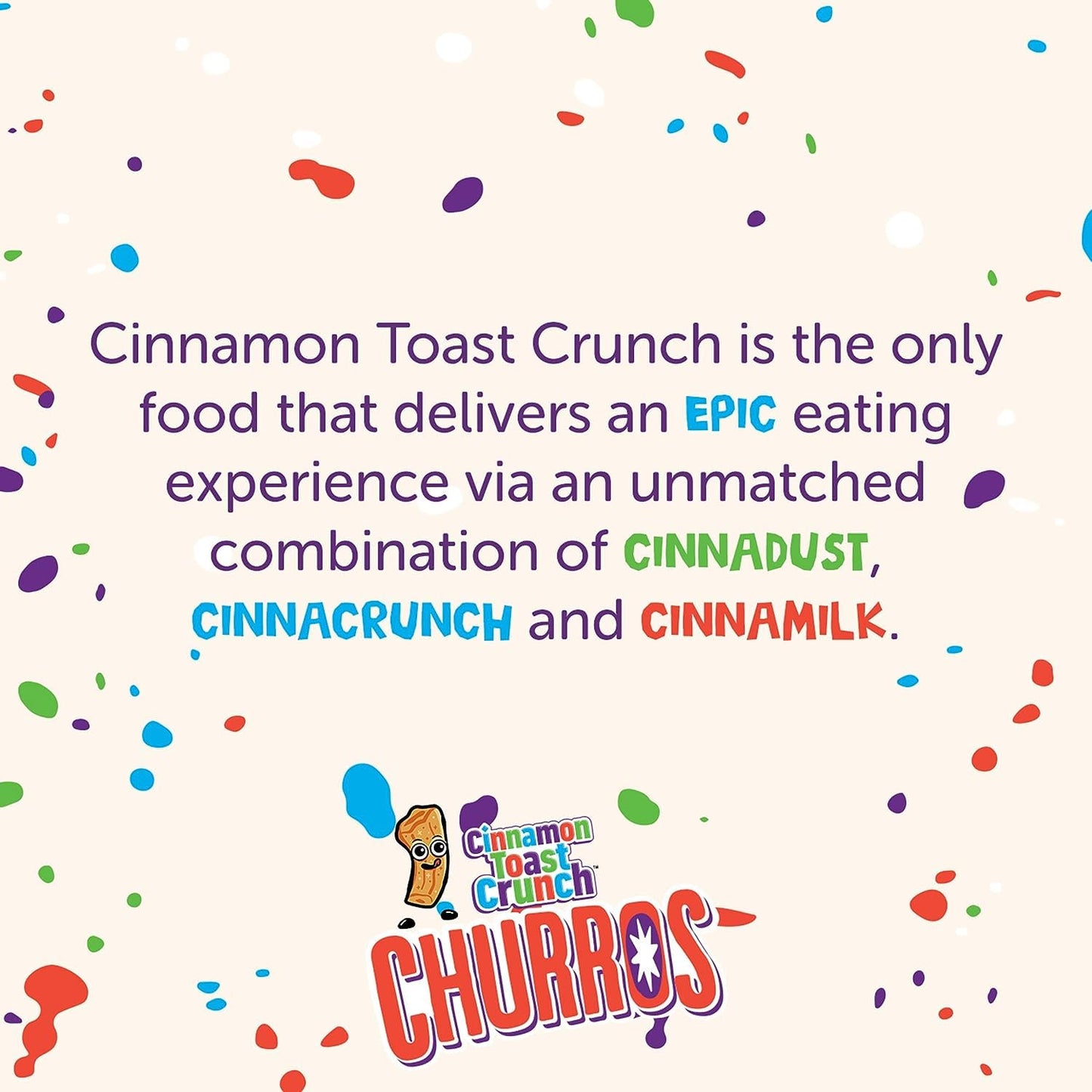 General Mills Churros Cinnamon Toast Crunch Breakfast Cereal, Crispy Cinnamon Cereal, 11.9 OZ Cereal Box