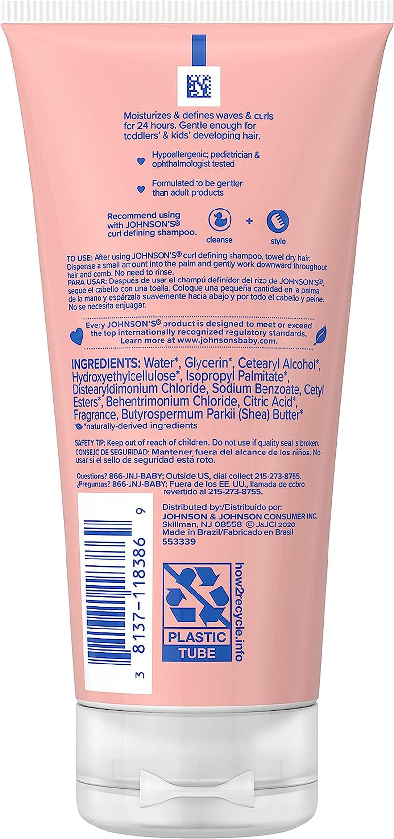 Johnson'S Baby Curl Defining Tear-Free Kids' Leave-In Conditioner with Shea Butter, Paraben-, Sulfate- & Dye-Free Formula, Hypoallergenic & Gentle for Toddlers' Hair, 6.8 Fl. Oz