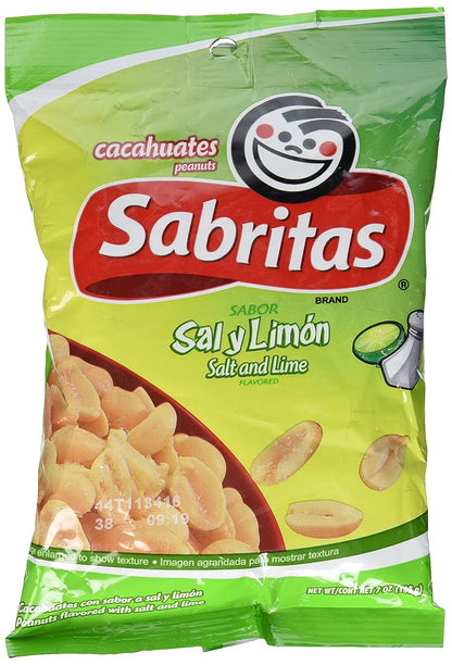 Sabritas Salt and Lime Flavored Peanuts, 7 Oz Bag