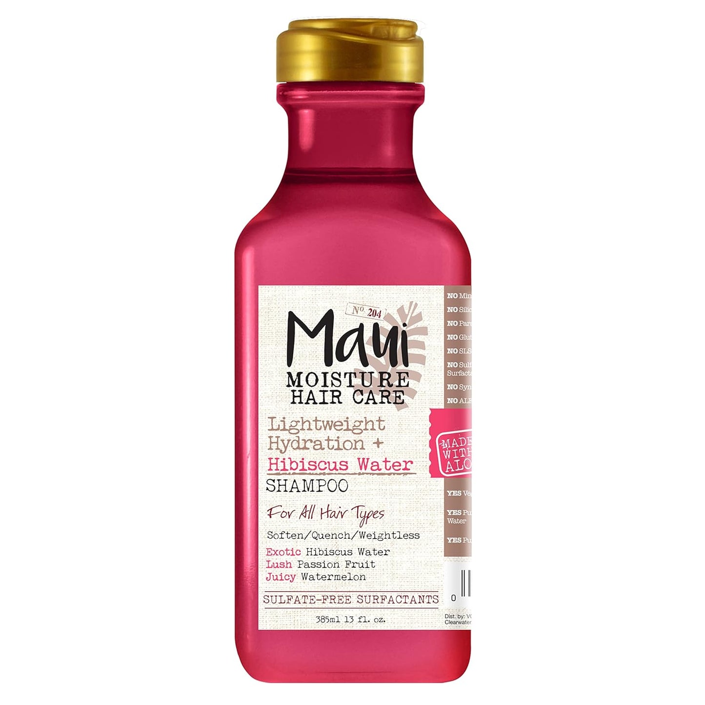 Maui Moisture Lightweight Hydration + Hibiscus Water Shampoo for Daily Moisture, No Sulfates, 13 Fl Oz