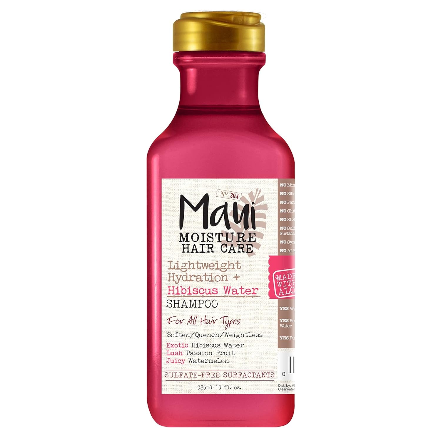 Maui Moisture Lightweight Hydration + Hibiscus Water Shampoo for Daily Moisture, No Sulfates, 13 Fl Oz