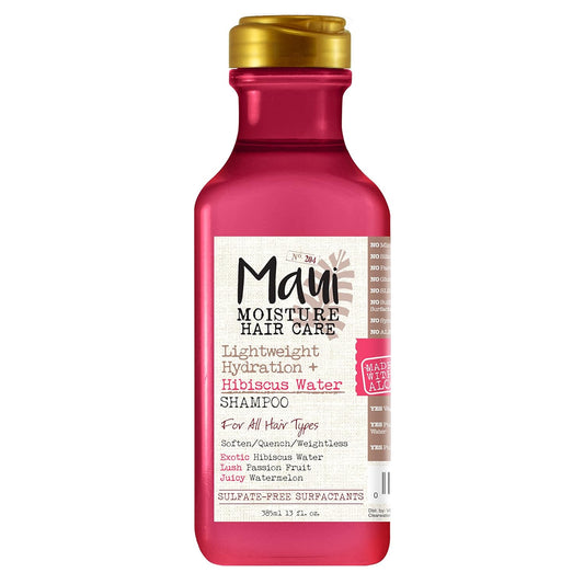 Maui Moisture Lightweight Hydration + Hibiscus Water Shampoo for Daily Moisture, No Sulfates, 13 Fl Oz