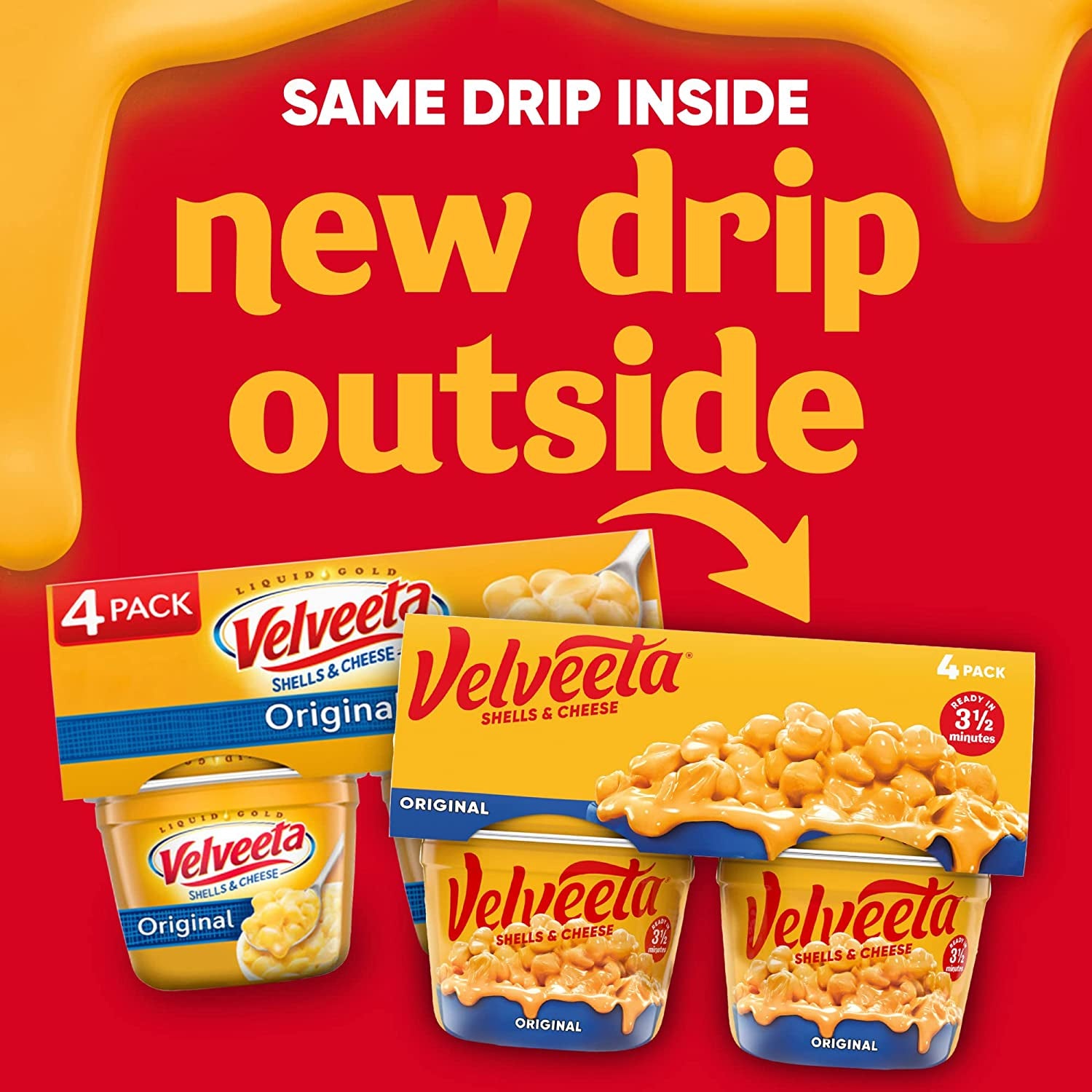 Velveeta Shells and Cheese Macaroni and Cheese Cups Easy Microwavable Dinner, 4 Ct Pack, 2.39 Oz Cups