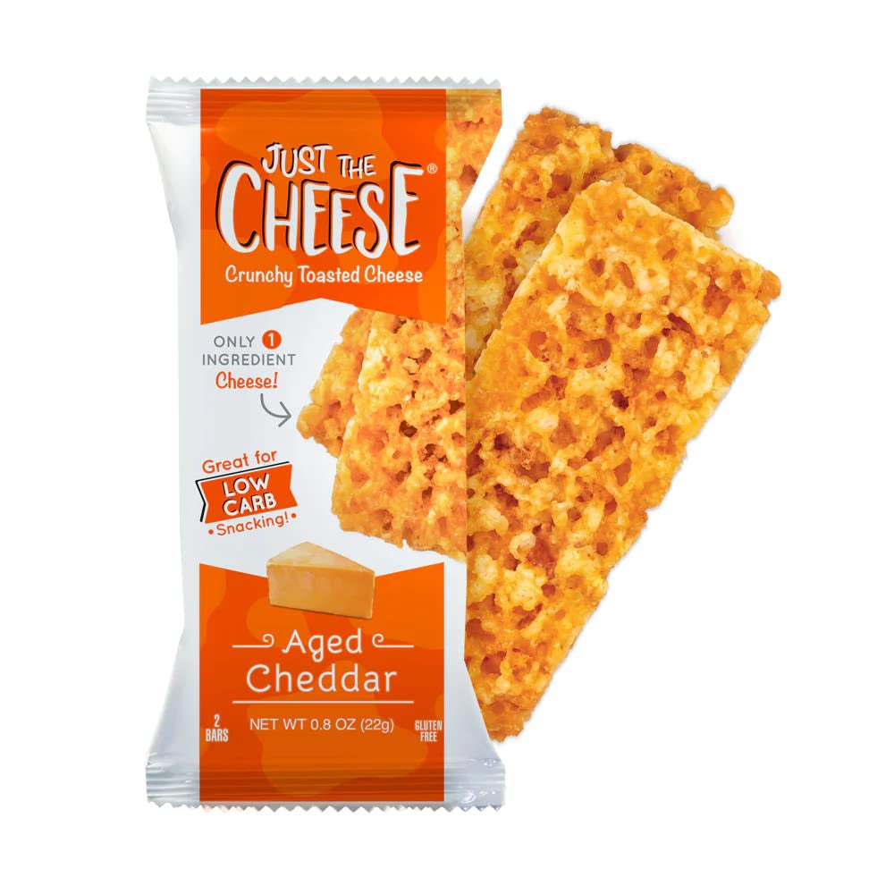 Just the Cheese Bars Cheese Crisps | High Protein Baked Keto Snack | Made with 100% Real Cheese | Gluten Free | Low Carb Lifestyle | CHEESE & AGED CHEDDAR BLEND, 0.8 Ounces (Pack of 10)