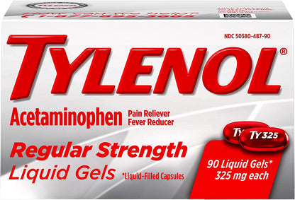 Tylenol Regular Strength Liquid Gels with 325 Mg Acetaminophen, Pain Reliever & Fever Reducer, 90 Ct